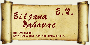 Biljana Mahovac vizit kartica